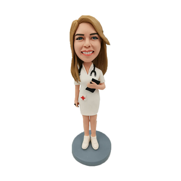 White Uniform Nurse Bobblehead