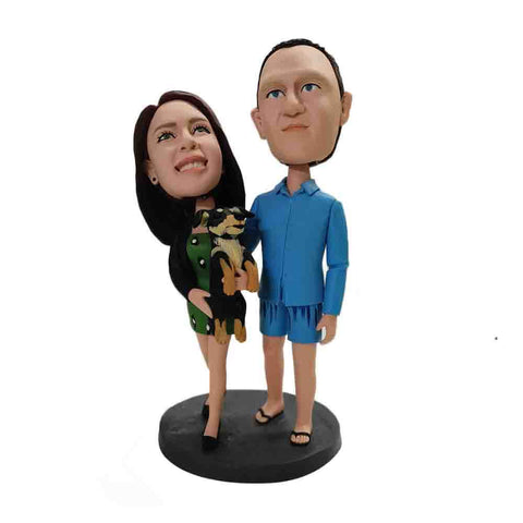 couple with pet customized bobblehead